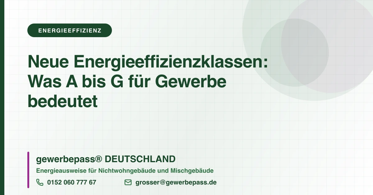 Neue Energieeffizienzklassen: Was A bis G für Gewerbe bedeutet, gewerbepass DEUTSCHLAND, Tel. 0152 060 777 67