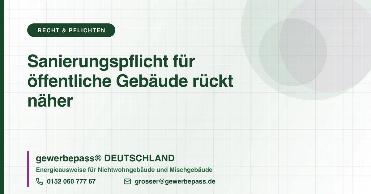Sanierungspflicht für öffentliche Gebäude rückt näher, gewerbepass DEUTSCHLAND, Tel. 0152 060 777 67